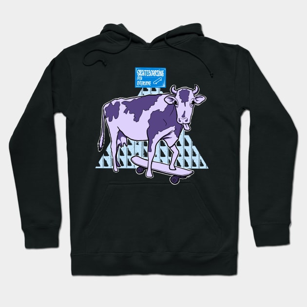 Cow - Skateboarding for everyone Hoodie by motylanoga